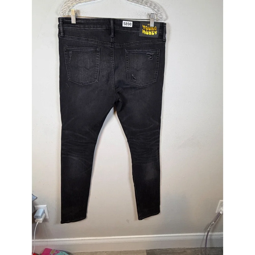 American Eagle Young Money Mens Jeans Ne(x)t Level Flex Distressed Black 35x31